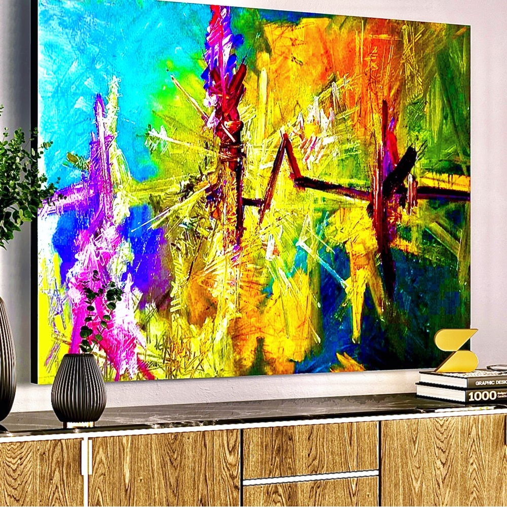 Large wall art abstract painting print on metal titled “Deliverance” 36”x48”